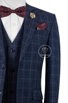 Bộ Suit Caro Xanh Sọc Vàng Modern Fit TGS359